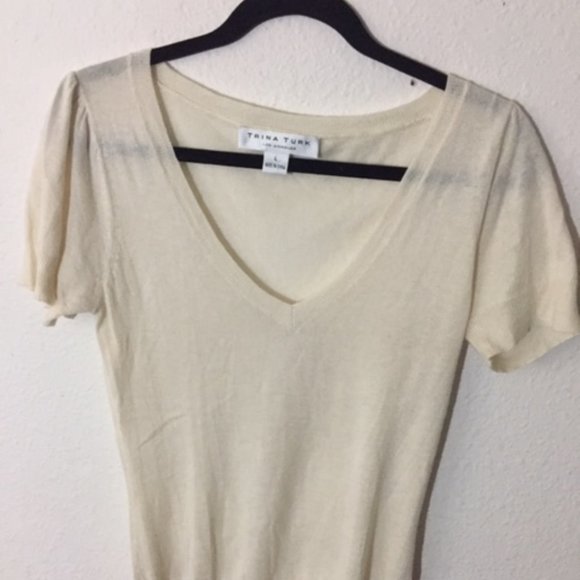 Trina Turk S/S Top Cream Size-L - Picture 1 of 6